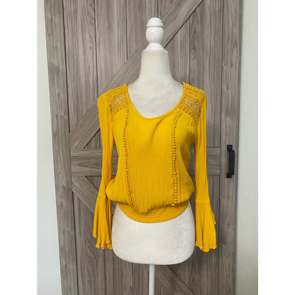 Express yellow crop long sleeve top extra small
